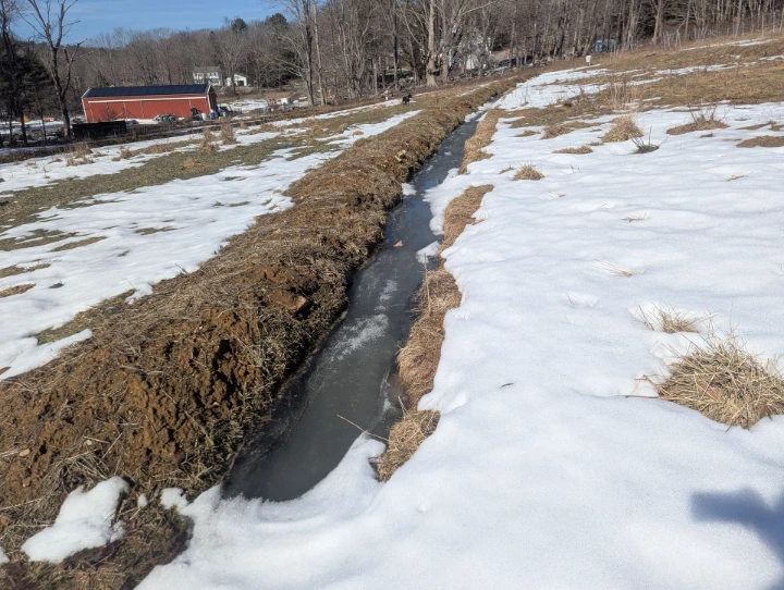swales catching snow melt