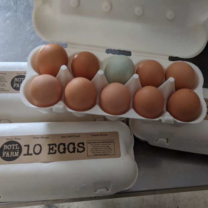 eggs in cartons that hold 10 and are compostable